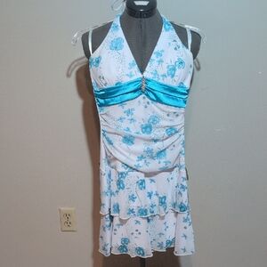 Taboo White and Blue Floral Top